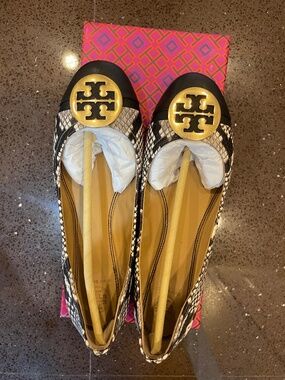 Torry Burch flats size 8 snake leather